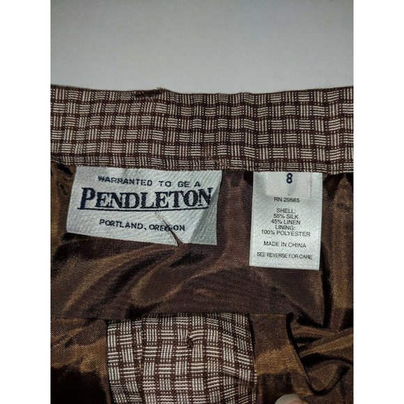 Pendleton Size 8 Straight Skirt Brown Plaid Slit Business Womens - Picture 4 of 7